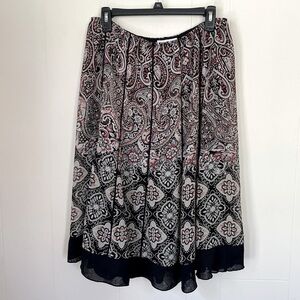 Dressbarn Elastic Waist Pull On Skirt ~ Paisley Boho ~ Women’s Size L